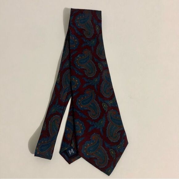 Polo Ralph Lauren Necktie Burgundy/Blue Paisley Silk Neck Tie - Picture 1 of 5